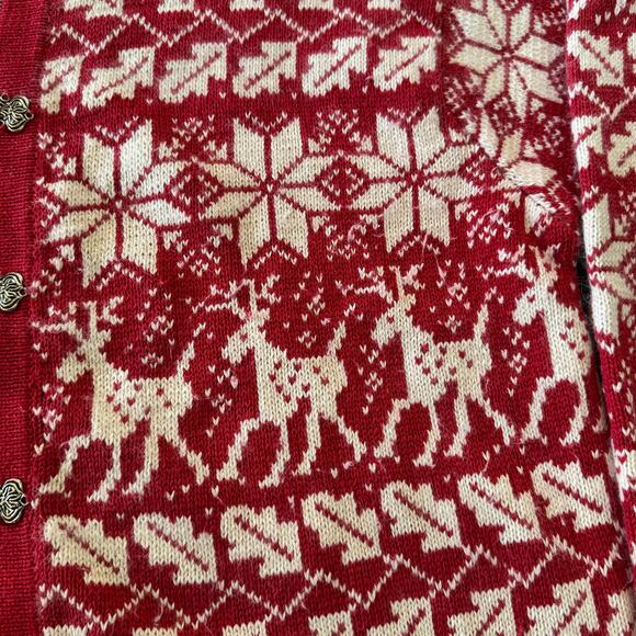 Croft Barrow Fair Isle Christmas Sweater Reindeer Size XL Silk Silver Clasp - Picture 7 of 11